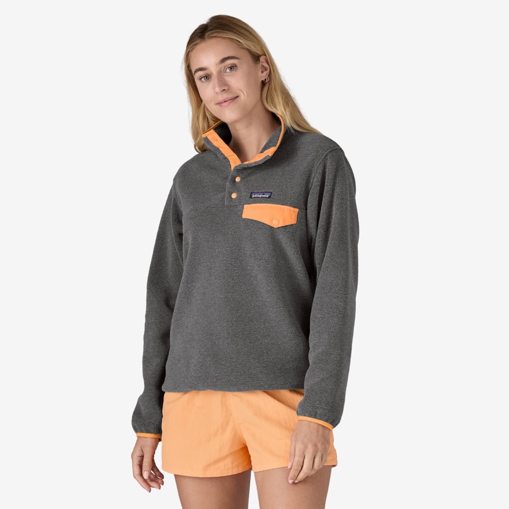 Patagonia Synchilla Snap T Fleece Pullover Nickel W/Peach Sherbet Sz S Outdoor